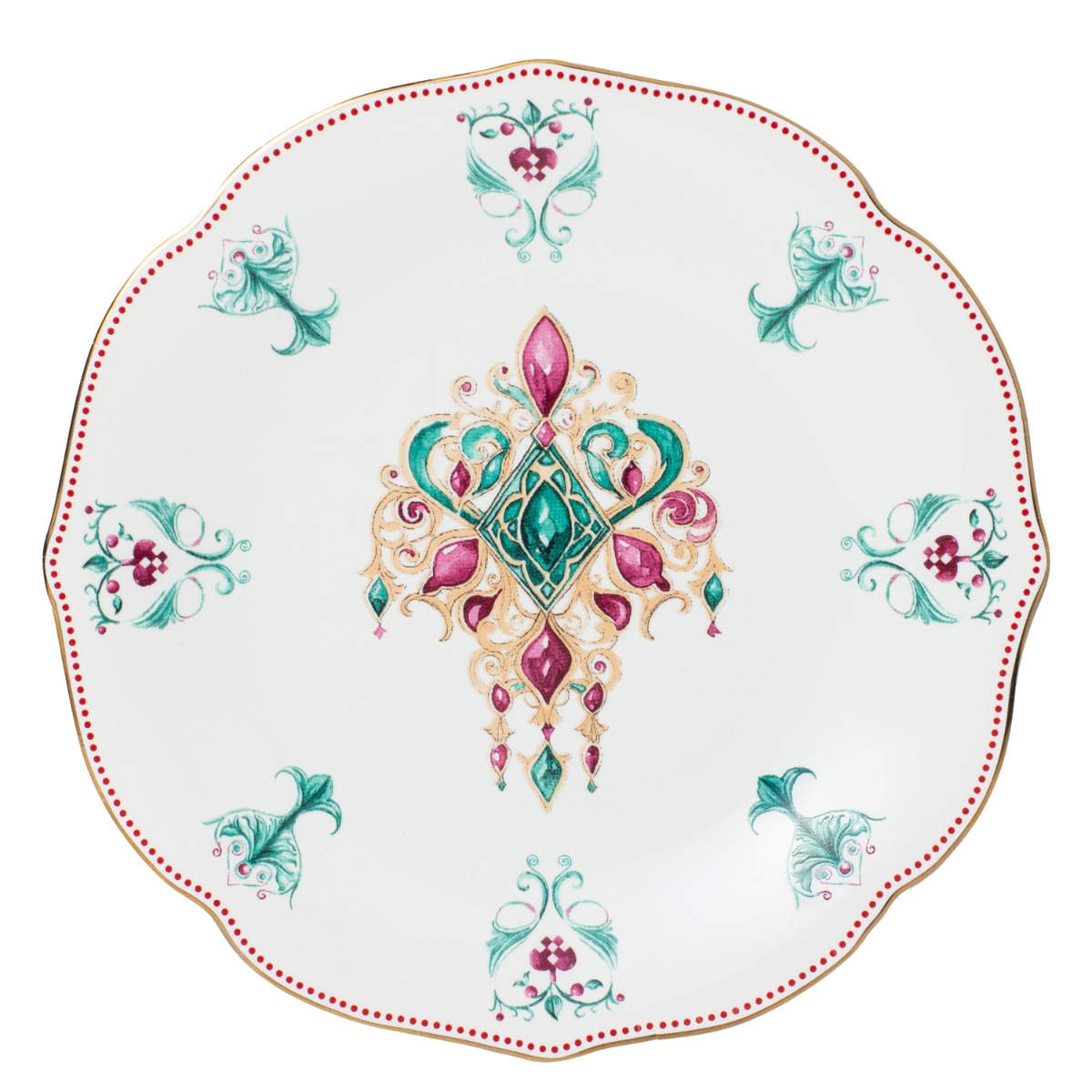 Lucia flat tallerken 28 cm hvit, rød, grønn