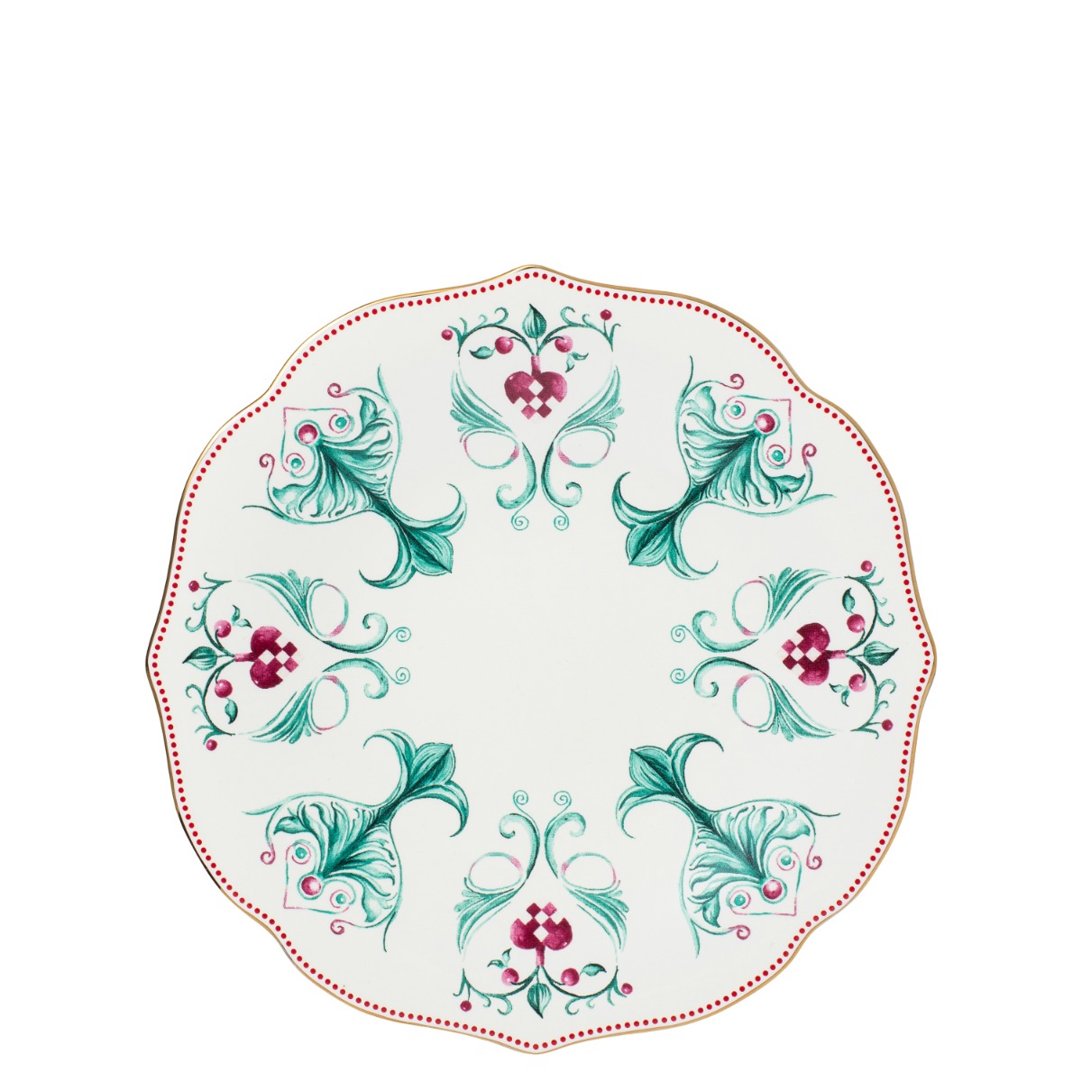 Lucia frokosttallerken 21 cm hvit, rød, grønn